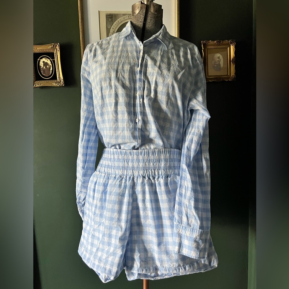 Hill House Home Light Blue Gingham Matching Cotton Set